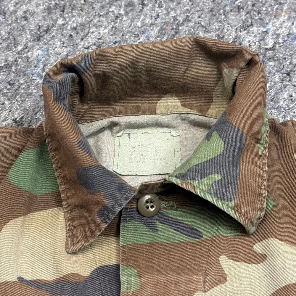 USMC Woodland Camo Combat Jacket Military Utility Shirt Eagle Globe Anchor XS